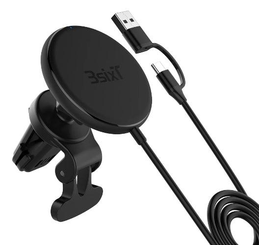 3sixT  Magnetic Wireless Car Vent Mount 15W w Charger - Black - Brand New
