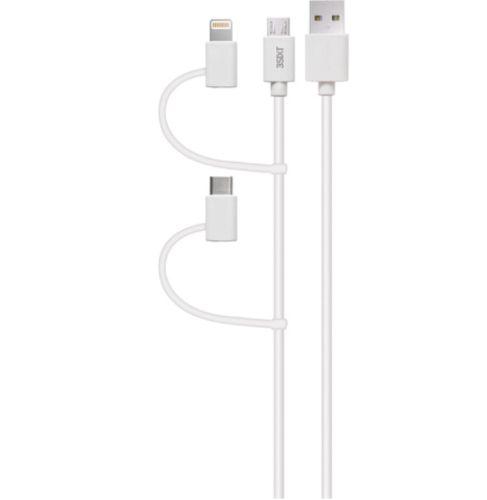 3sixT  Multi-tip Cable - USB-C Lightning Micro (1M) - White - Brand New