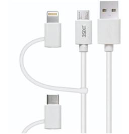 3sixT Multi-tip Cable - USB-C Lightning Micro (1M) - White