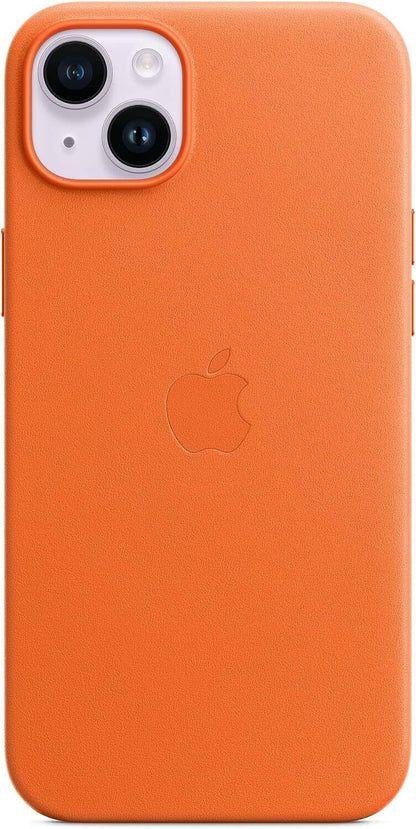 Apple  Leather Case with MagSafe for iPhone 14 Plus - Orange - Brand New