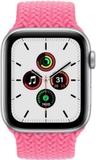 Apple Watch SE 1st Gen (2020) (GPS) - 32GB - 40mm - Silver Aluminum Case with Flamingo Rubber Braided Solo Loop Band