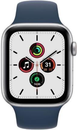 Apple Watch SE 1st Gen (2020) (GPS) - 32GB - 40mm - Silver Aluminum Case with Abyss Blue Rubber Sport Band