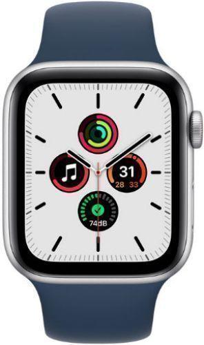 Apple Watch SE 1st Gen (2020) (GPS) - 32GB - 40mm - Silver Aluminum Case with Abyss Blue Rubber Sport Band