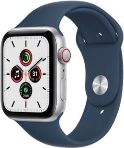 Apple Watch SE 1st Gen (2020) (GPS) - 32GB - 40mm - Silver Aluminum Case with Abyss Blue Rubber Sport Band