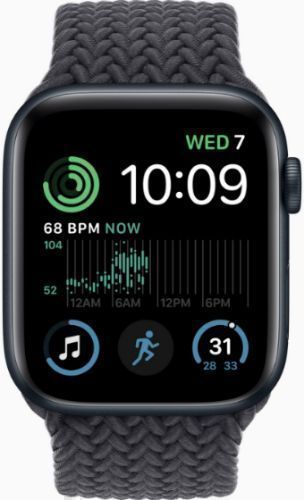 Apple Watch SE 2nd Gen (2022) (Cellular + GPS) - 32GB - 40mm - Midnight Aluminum Case with Midnight Rubber Braided Solo Loop Band - Small/Medium Size