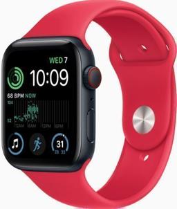 Apple Watch SE 2nd Gen (2022) (GPS) - 32GB - 40mm - Midnight Aluminum Case with Red Rubber Sport Band - Small/Medium Size