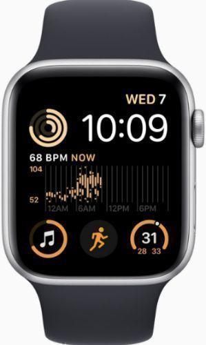 Apple Watch SE 2nd Gen (2022) (Cellular + GPS) - 32GB - 40mm - Silver Aluminum Case with Midnight Rubber Sport Band - Small/Medium Size