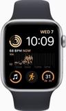 Apple Watch SE 2nd Gen (2022) (GPS) - 32GB - 44mm - Silver Aluminum Case with Midnight Rubber Sport Band - Medium/Large Size