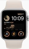 Apple Watch SE 2nd Gen (2022) (Cellular + GPS) - 32GB - 44mm - Silver Aluminum Case with Starlight Rubber Sport Band - Medium/Large Size