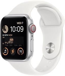 Apple Watch SE 2nd Gen (2022) (GPS) - 32GB - 40mm - Silver Aluminum Case with White Rubber Sport Band - Small/Medium Size