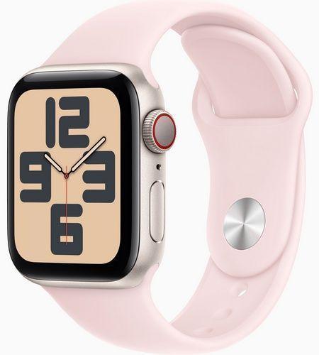 Apple Watch SE 2nd Gen (2022) (GPS) - 32GB - 40mm - Starlight Aluminum Case with Pink Rubber Sport Band - Small/Medium Size