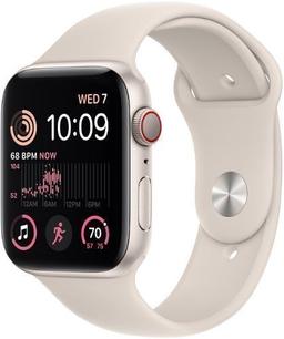 Apple Watch SE 2nd Gen (2022) (GPS) - 32GB - 44mm - Starlight Aluminum Case with Starlight Rubber Sport Band - Small/Medium Size