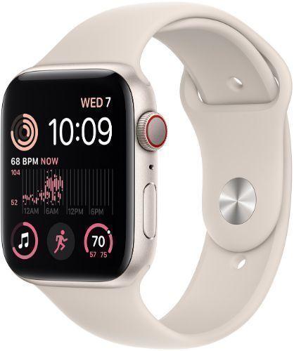 Apple Watch SE 2nd Gen (2022) (GPS) - 32GB - 44mm - Starlight Aluminum Case with Starlight Rubber Sport Band - Small/Medium Size