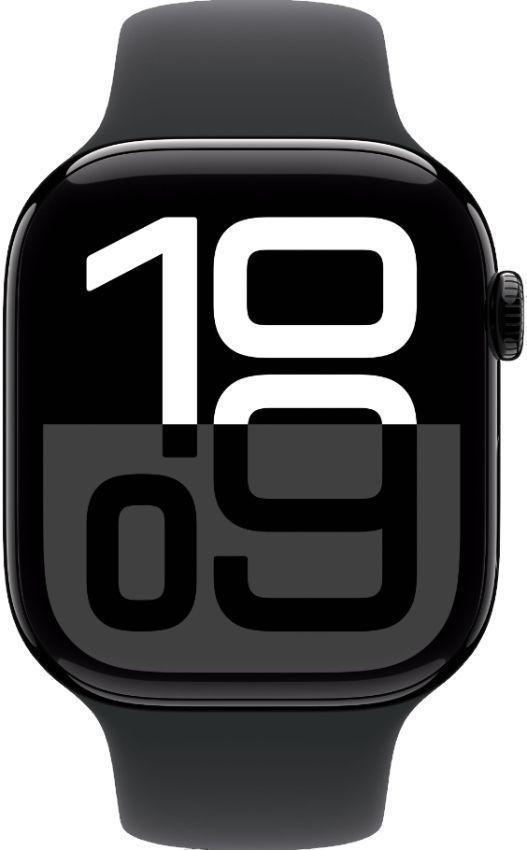 Apple Watch Series 10 (GPS) - 64GB - 46mm - Jet Black Aluminum Case with Black Rubber Sport Band - One Size
