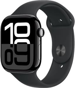 Apple Watch Series 10 (GPS) - 64GB - 46mm - Jet Black Aluminum Case with Black Rubber Sport Band - One Size