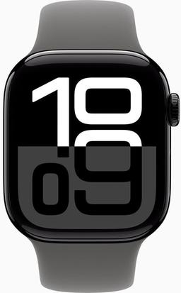 Apple Watch Series 10 (GPS) - 64GB - 46mm - Jet Black Aluminum Case with Stone Grey Rubber Sport Band - One Size