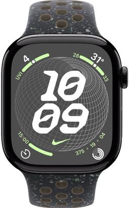 Apple  Watch Series 10 - 64GB - GPS - 42mm - Jet Black - Nike (Aluminum) - Midnight Sky - Nike Sport Band - One Size - Rubber - Premium
