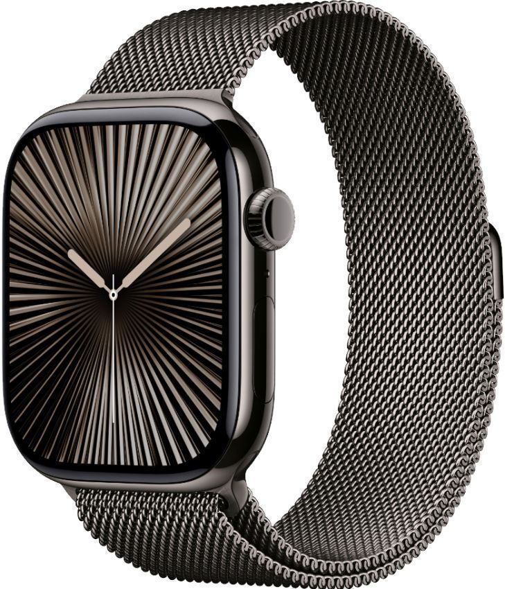 Apple Watch Series 10 (Cellular + GPS) - 64GB - 46mm - Slate Titanium Case with Slate Stainless Steel Milanese Loop Band - One Size