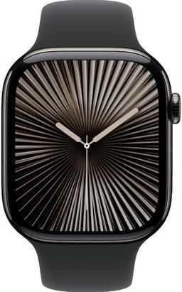 Apple Watch Series 10 (Cellular + GPS) - 64GB - 46mm - Slate Titanium Case with Black Rubber Sport Band - S/M Size