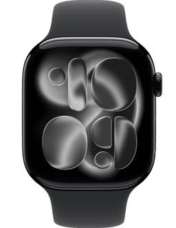 Apple Watch Series 11 (GPS) - 64GB - 46mm - Jet Black Aluminum Case with Black Silicone Sport Band - M/L Size