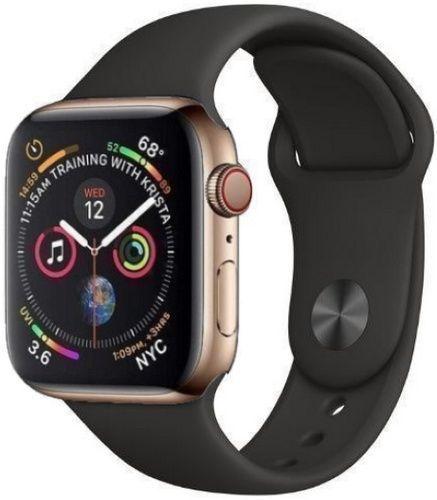 Apple Watch Series 4 Stainless Steel 40mm (GPS + Cellular) Black Sport Band - 16GB - Gold - Excellent