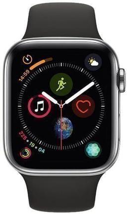 Apple Watch Series 4 (Cellular + GPS) - 16GB - 40mm - Silver Stainless Steel Case with Black Rubber Sport Band