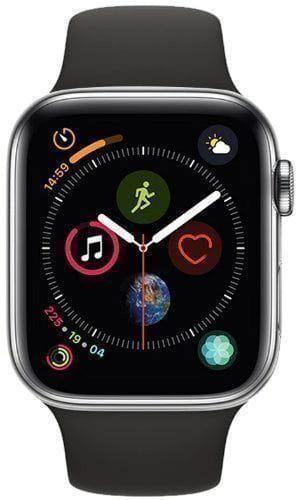 Apple Watch Series 4 (Cellular + GPS) - 16GB - 40mm - Silver Stainless Steel Case with Black Rubber Sport Band