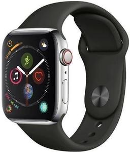Apple Watch Series 4 (Cellular + GPS) - 16GB - 40mm - Silver Stainless Steel Case with Black Rubber Sport Band