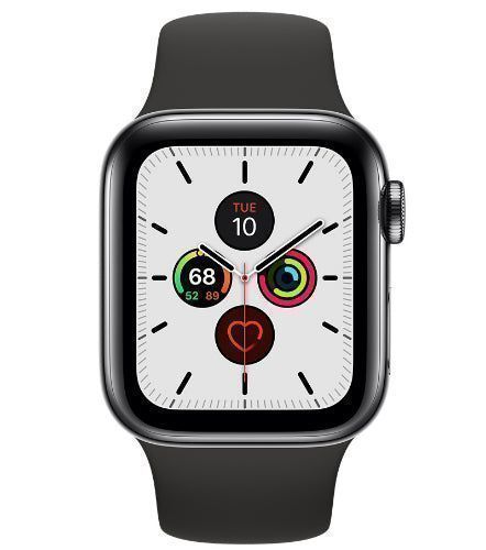 Apple Watch Series 5 (Cellular + GPS) - 32GB - 40mm - Space Black Stainless Steel Case with Black Rubber Sport Band