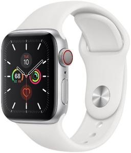 Apple Watch Series 5 (Cellular + GPS) - 32GB - 44mm - Silver Aluminum Case with White Rubber Sport Band