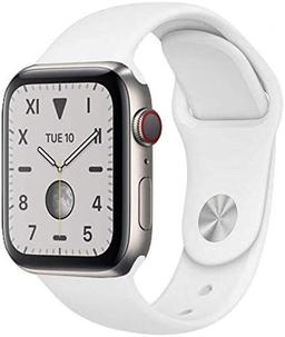 Apple Watch Series 5 (Cellular + GPS) - 32GB - 44mm - Silver Titanium Case with White Rubber Sport Band
