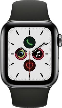 Apple Watch Series 5 (Cellular + GPS) - 32GB - 44mm - Space Grey Stainless Steel Case with Black Rubber Sport Band