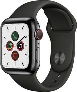 Apple Watch Series 5 (Cellular + GPS) - 32GB - 44mm - Space Grey Stainless Steel Case with Black Rubber Sport Band