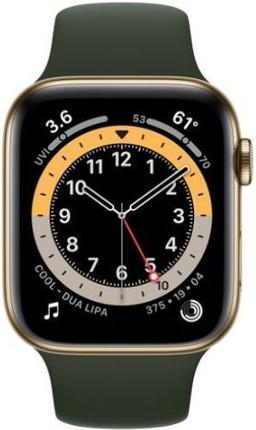 Apple Watch Series 6 (Cellular + GPS) - 32GB - 40mm - Gold Aluminum Case with Cyprus Green Rubber Sport Band
