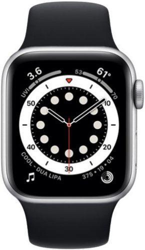 Apple  Watch Series 6 - 32GB - GPS - 40mm - Silver - Aluminum - Black - Sport Band - Rubber - Good