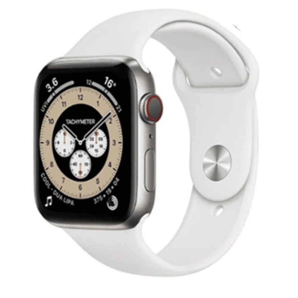 Apple Watch Series 6 (Cellular + GPS) - 32GB - 40mm - Silver Titanium Case with White Rubber Sport Band