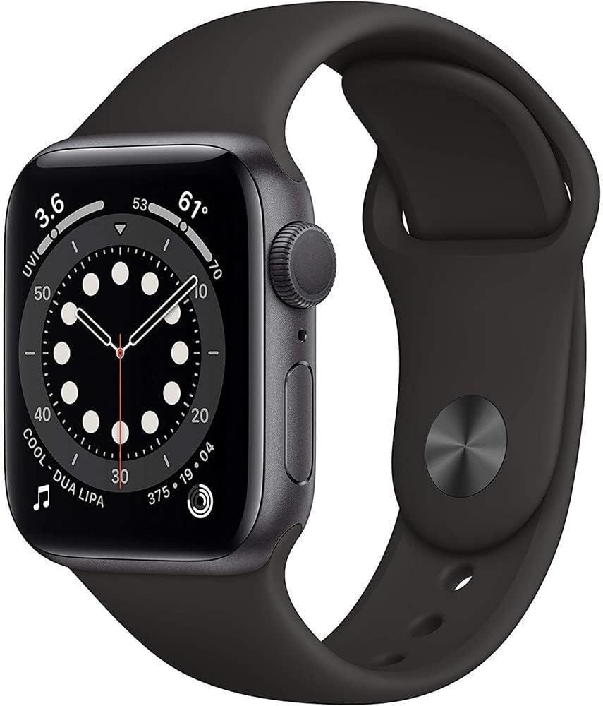 Apple Watch Series 6 (Cellular + GPS) - 32GB - 44mm - Space Grey Titanium Case with Black Rubber Sport Band
