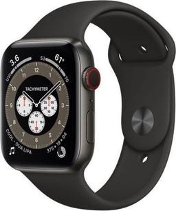 Apple Watch Series 6 (Cellular + GPS) - 32GB - 44mm - Space Black Titanium Case with Black Rubber Sport Band