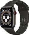 Apple Watch Series 6 (Cellular + GPS) - 32GB - 44mm - Space Black Titanium Case with Black Rubber Sport Band