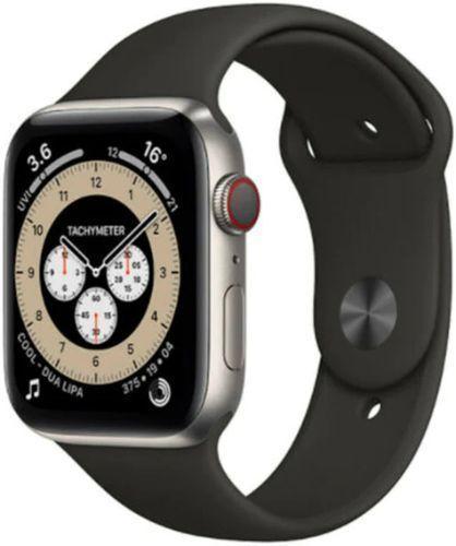 Apple Watch Series 6 (Cellular + GPS) - 32GB - 40mm - Titanium Titanium Case with Black Rubber Sport Band