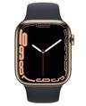 Apple Watch Series 7 (Cellular + GPS) - 32GB - 45mm - Gold Stainless Steel Case with Midnight Rubber Sport Band