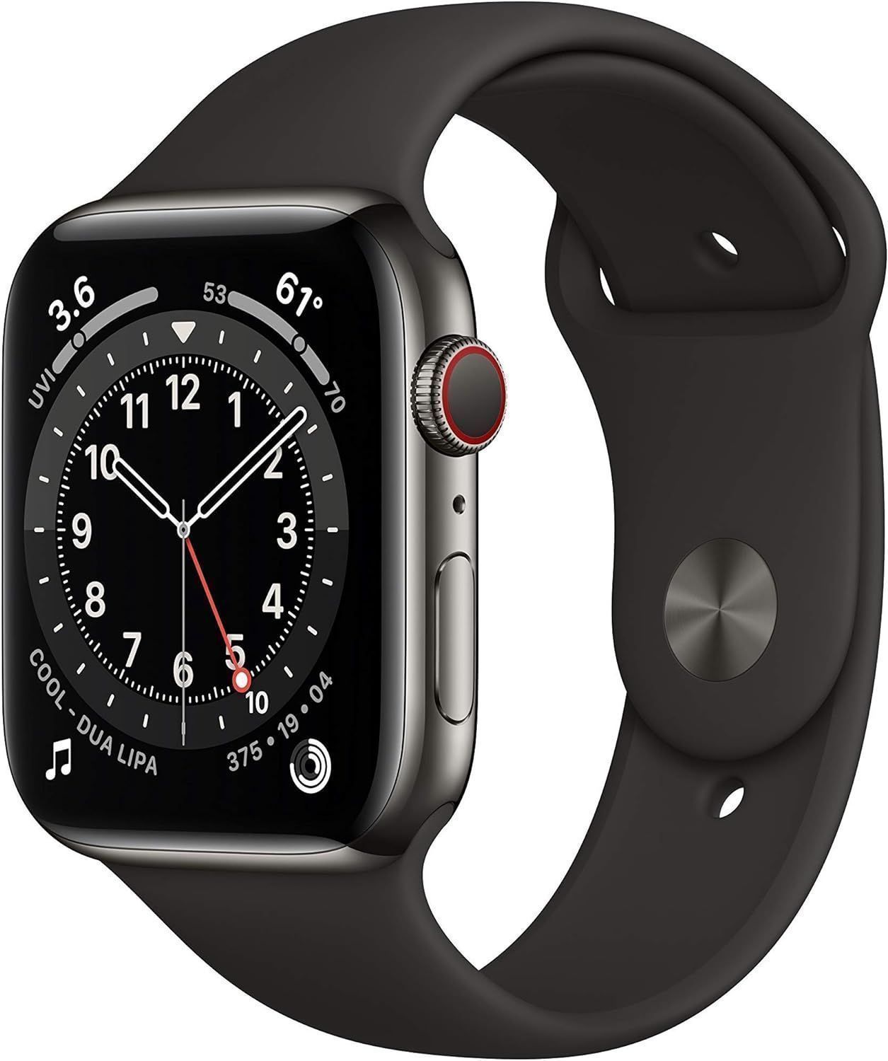 Apple Watch Series 7 (GPS) - 32GB - 41mm - Graphite Stainless Steel Case with Black Rubber Sport Band