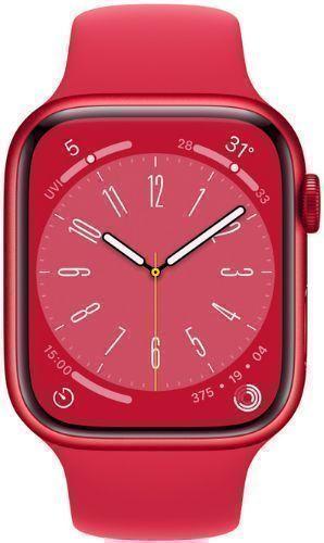 Apple  Watch Series 8 - 32GB - Red-Aluminum-Sport Band-Red - GPS - 45mm - Red - Aluminum - Red - Sport Band - Rubber - Acceptable