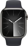 Apple Watch Series 9 (Cellular + GPS) - 64GB - 41mm - Graphite Stainless Steel Case with Midnight Rubber Sport Band - Medium/Large Size