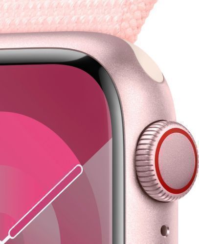 Apple Watch Series 9 (Cellular + GPS) - 64GB - 41mm - Pink Aluminum Case with Light Pink Textile Sport Loop - One Size