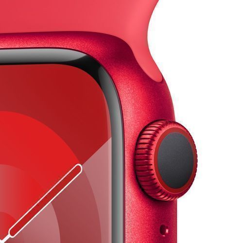 Apple Watch Series 9 (Cellular + GPS) - 64GB - 45mm - Red Aluminum Case with Red Rubber Sport Band - Medium/Large Size