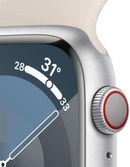 Apple Watch Series 9 (Cellular + GPS) - 64GB - 45mm - Silver Aluminum Case with Starlight Rubber Sport Band - One Size