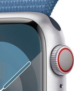 Apple Watch Series 9 (GPS) - 64GB - 41mm - Silver Aluminum Case with Winter Blue Textile Sport Loop - Small/Medium Size