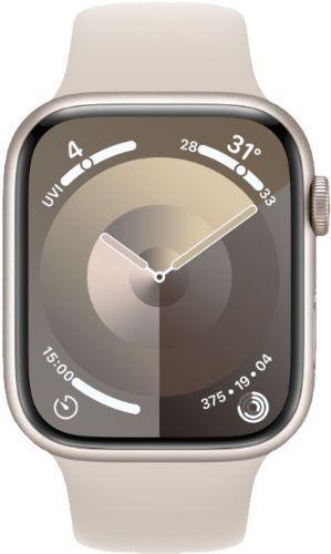 Apple  Watch Series 9 - 64GB - Starlight-Aluminum-Sport Band-Starlight - GPS - 45mm - Starlight - Aluminum - Starlight - Sport Band - Medium/Large Size - Rubber - Acceptable