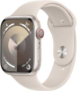 Apple Watch Series 9 (GPS) - 64GB - 45mm - Starlight Aluminum Case with Starlight Rubber Sport Band - Medium/Large Size